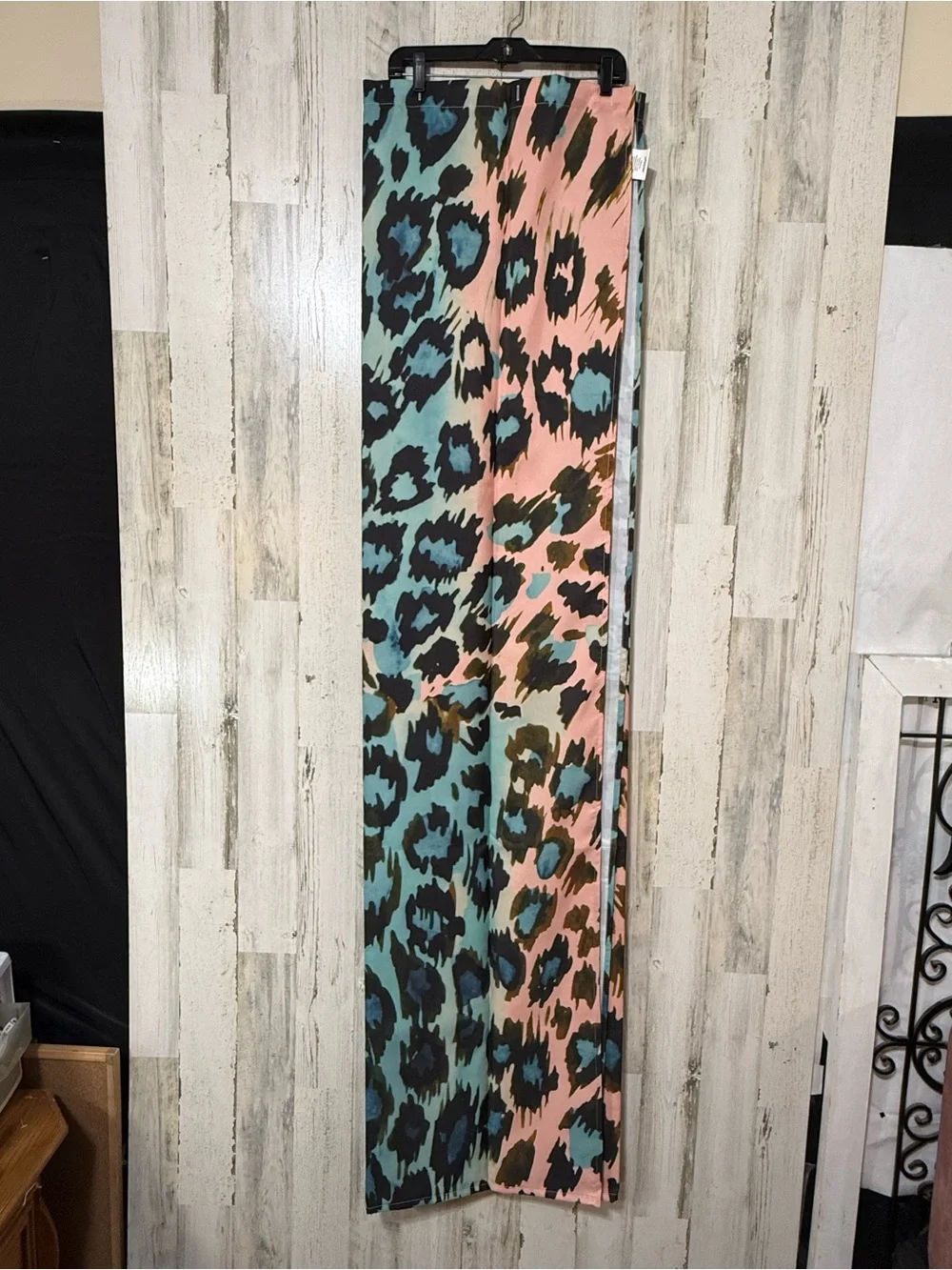 Society6 Aqua, Pink & Black Leopard Shower Curtain